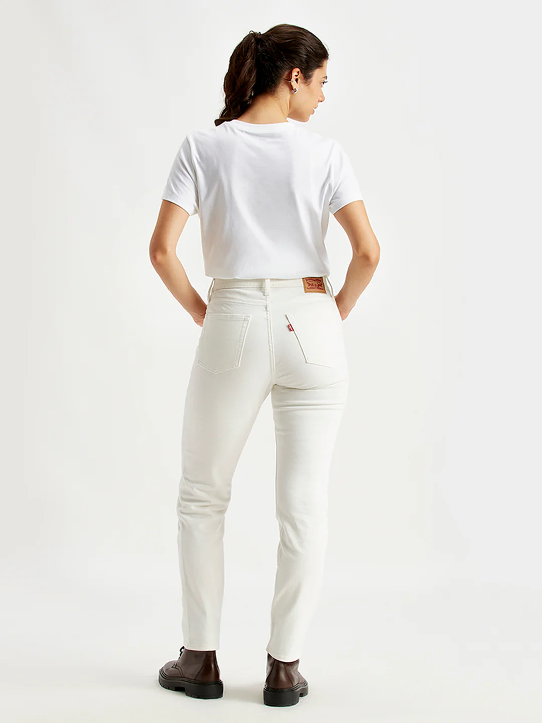 Women's 724 White Slim Straight Fit High Rise Jeans - Image 2