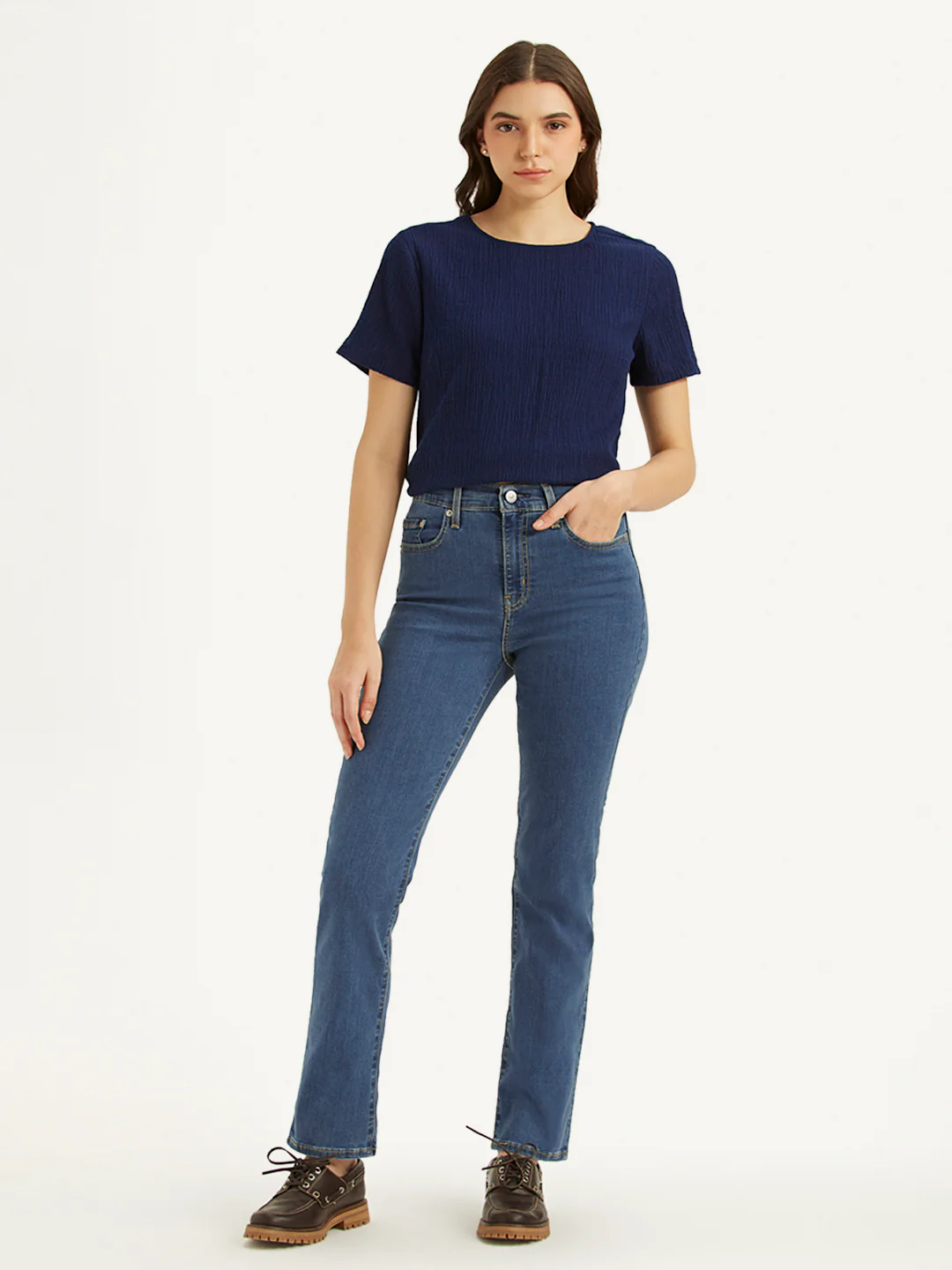 Women's 724 Blue Slim Straight Fit High Rise Jeans