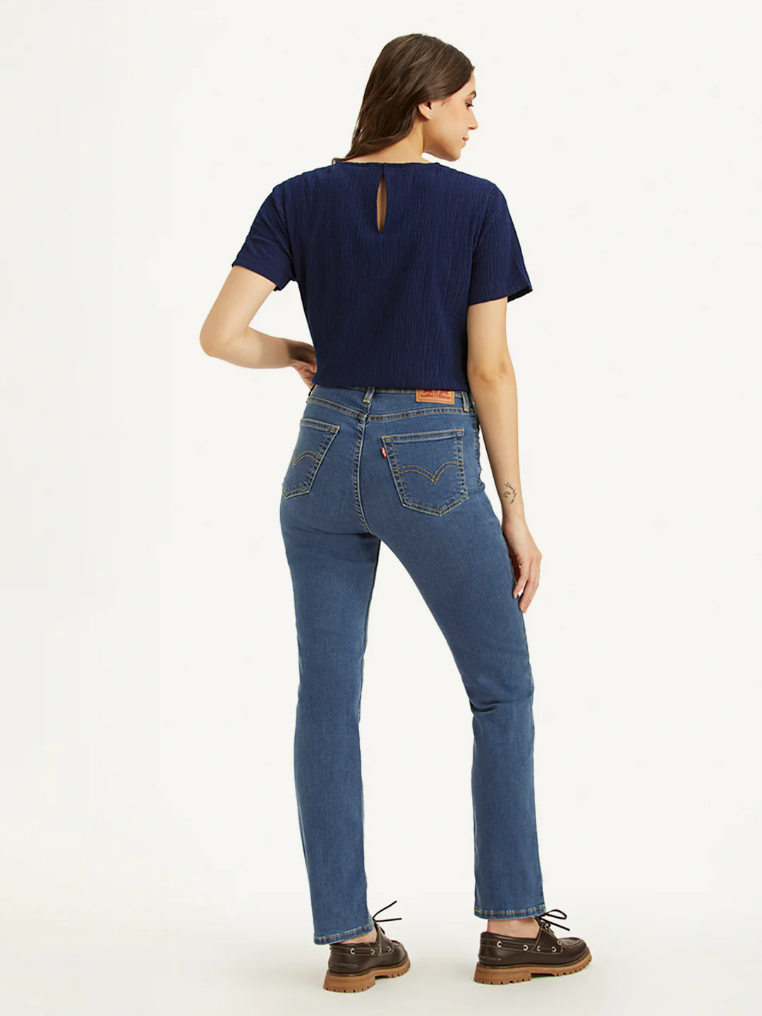 Women's 724 Blue Slim Straight Fit High Rise Jeans - Image 2
