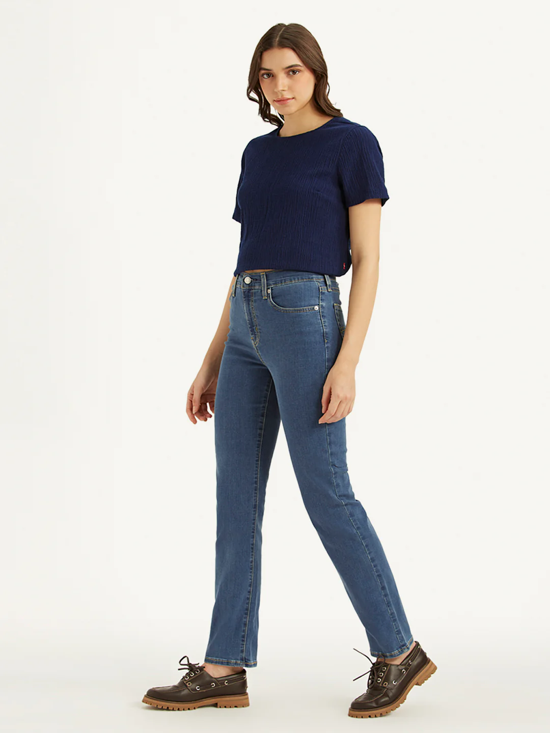 Women's 724 Blue Slim Straight Fit High Rise Jeans - Image 3