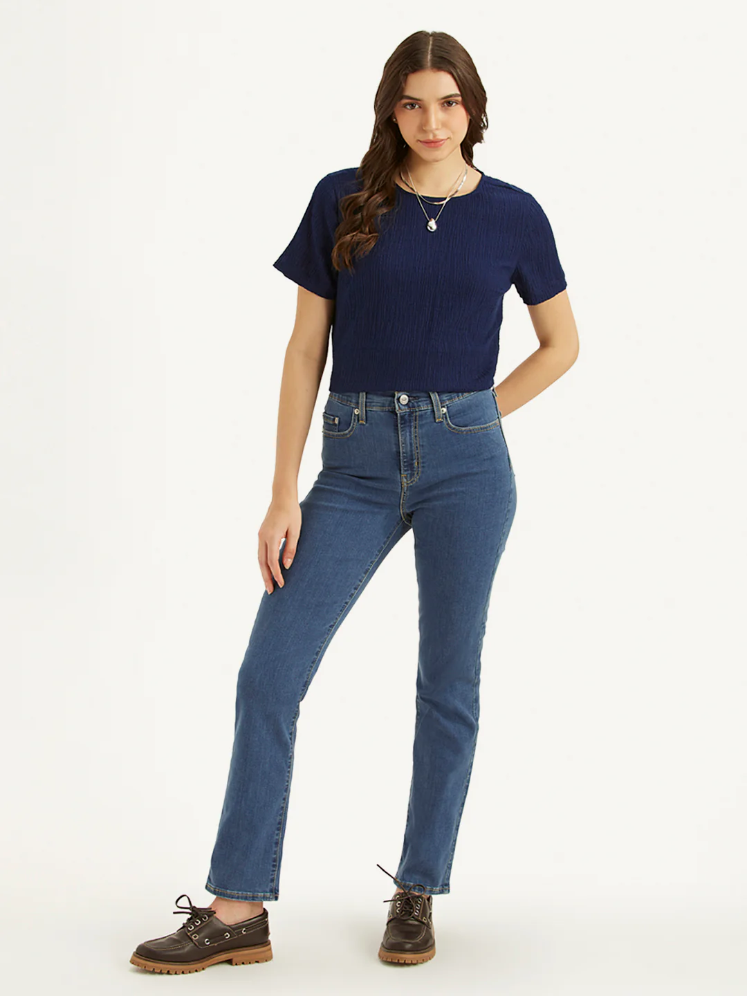 Women's 724 Blue Slim Straight Fit High Rise Jeans - Image 6