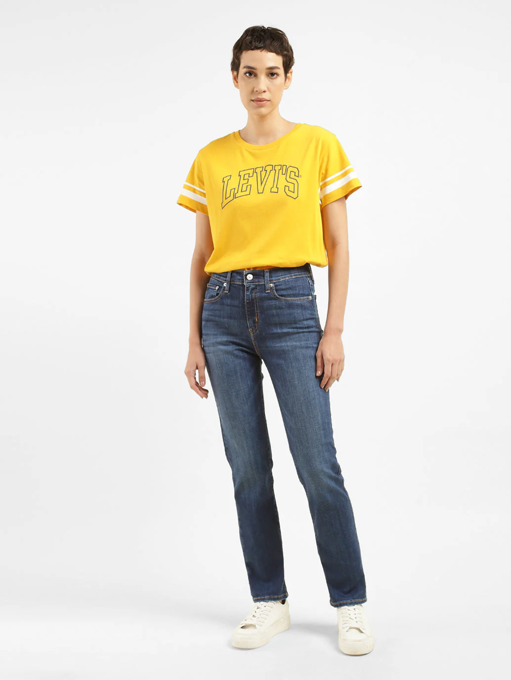 Women's 724 Blue Slim Straight Fit High Rise Jeans - Image 8
