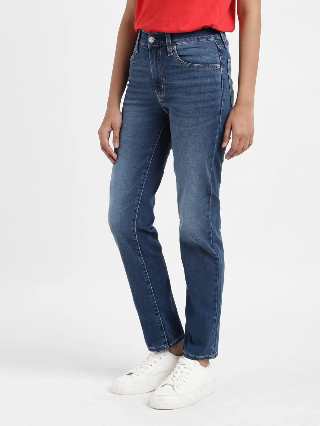 Women's 724 Blue Slim Straight Fit High Rise Jeans - Image 5