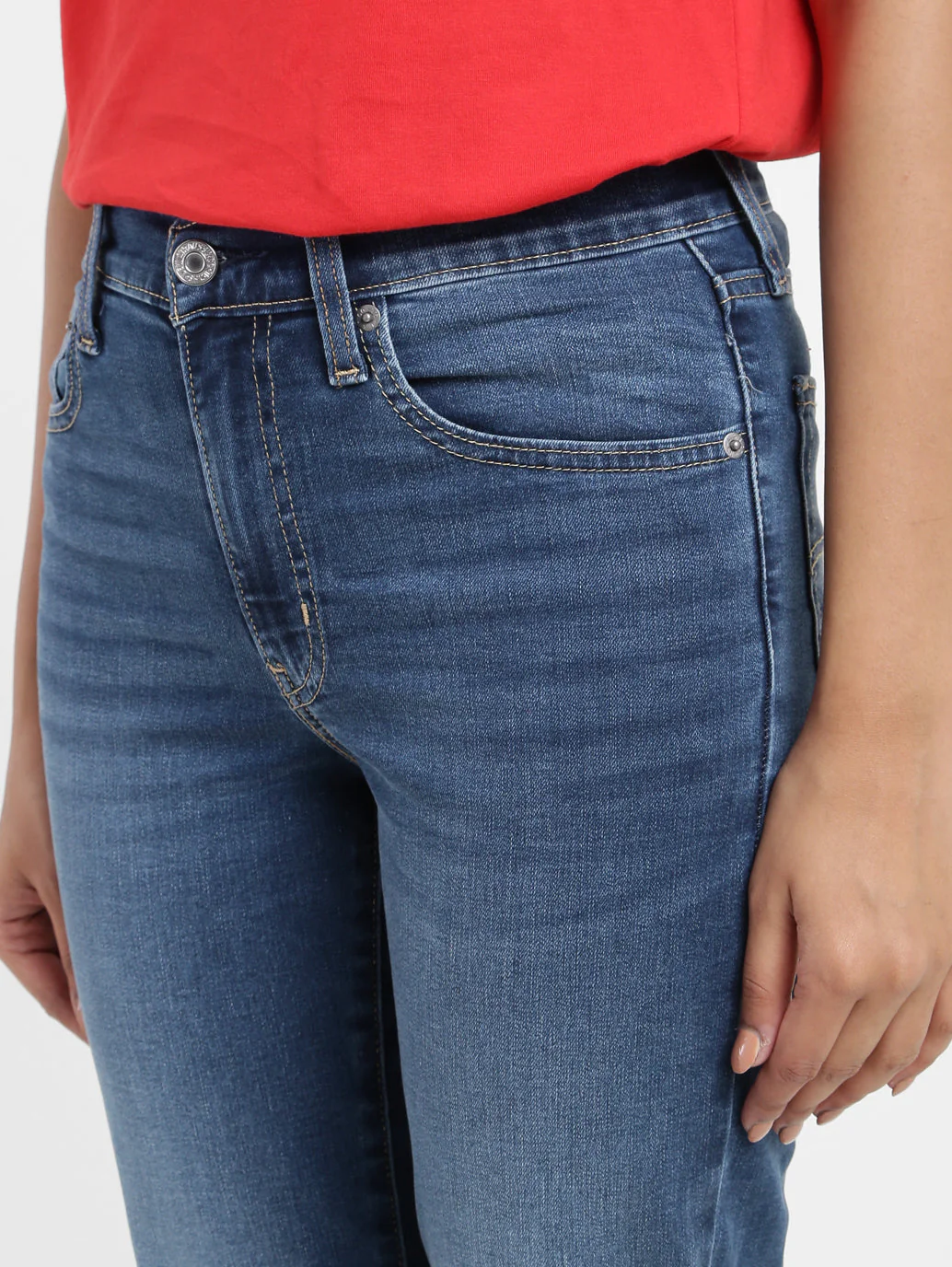 Women's 724 Blue Slim Straight Fit High Rise Jeans - Image 7