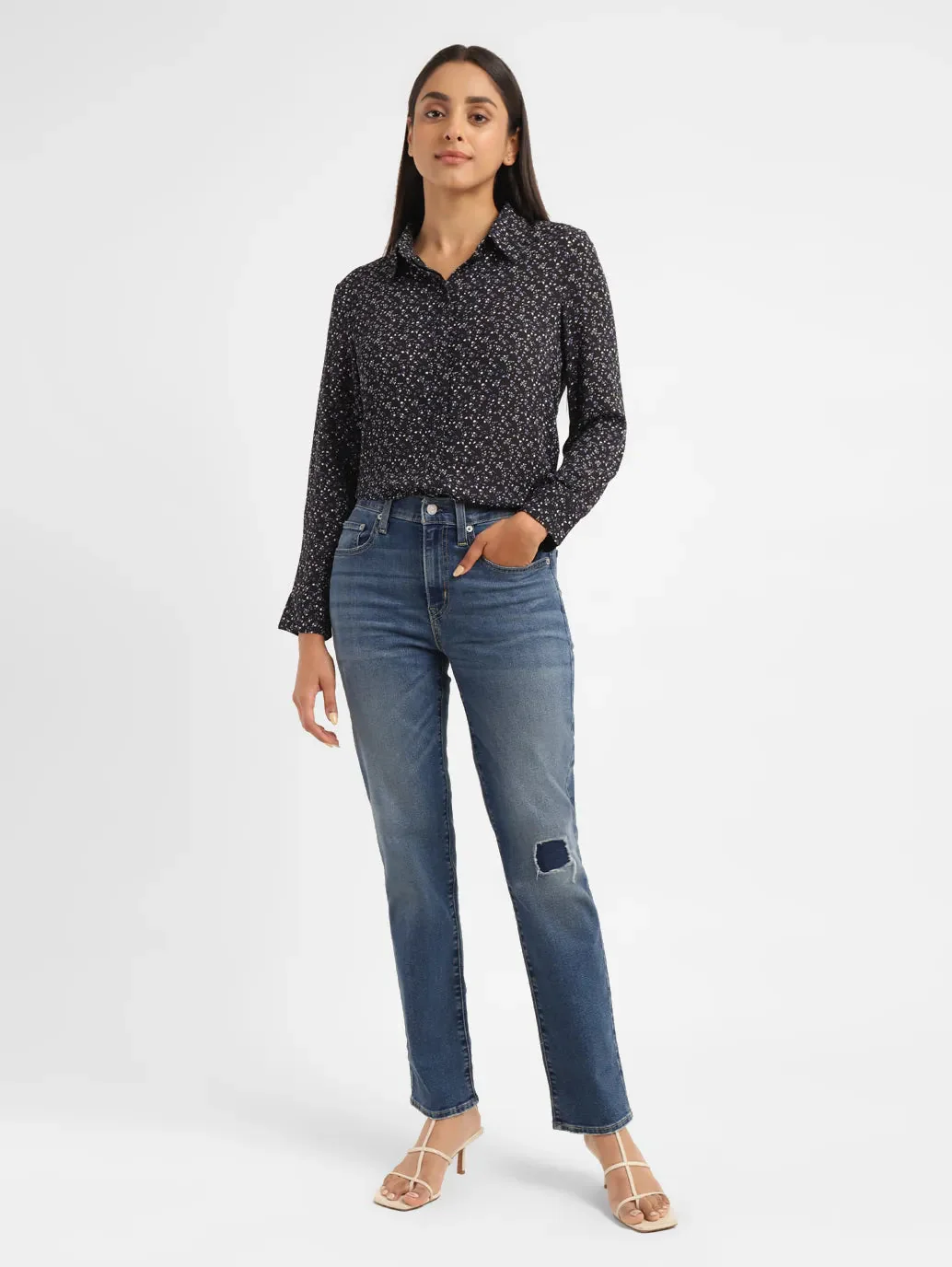 Women's 724 Blue Slim Straight Fit High Rise Jeans