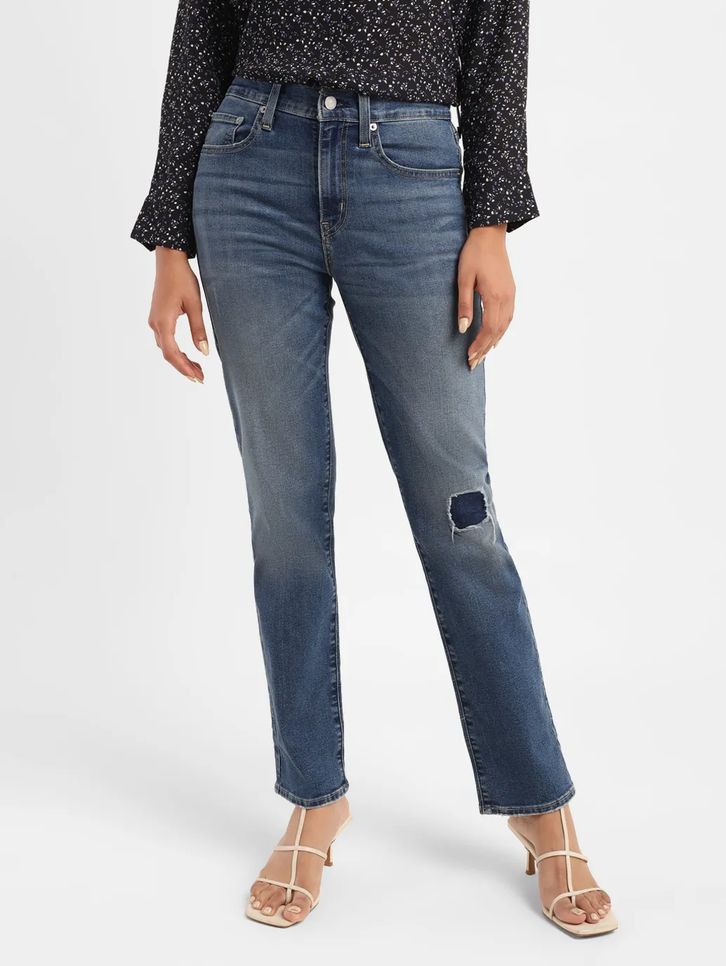 Women's 724 Blue Slim Straight Fit High Rise Jeans - Image 2