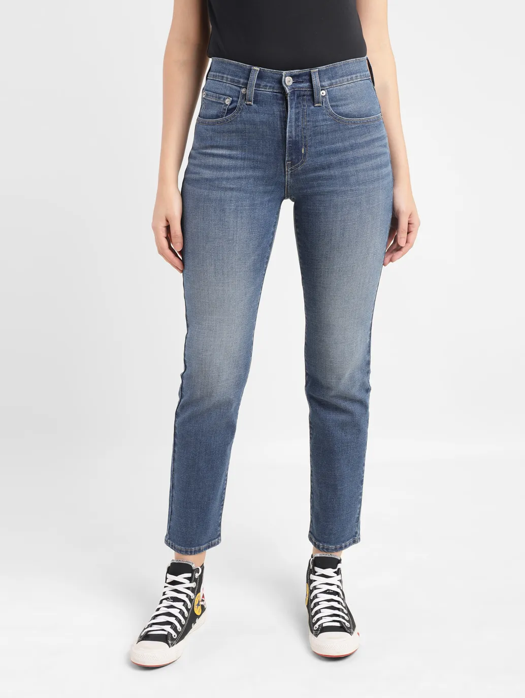 Women's 724 Blue Slim Straight Fit High Rise Jeans - Image 2