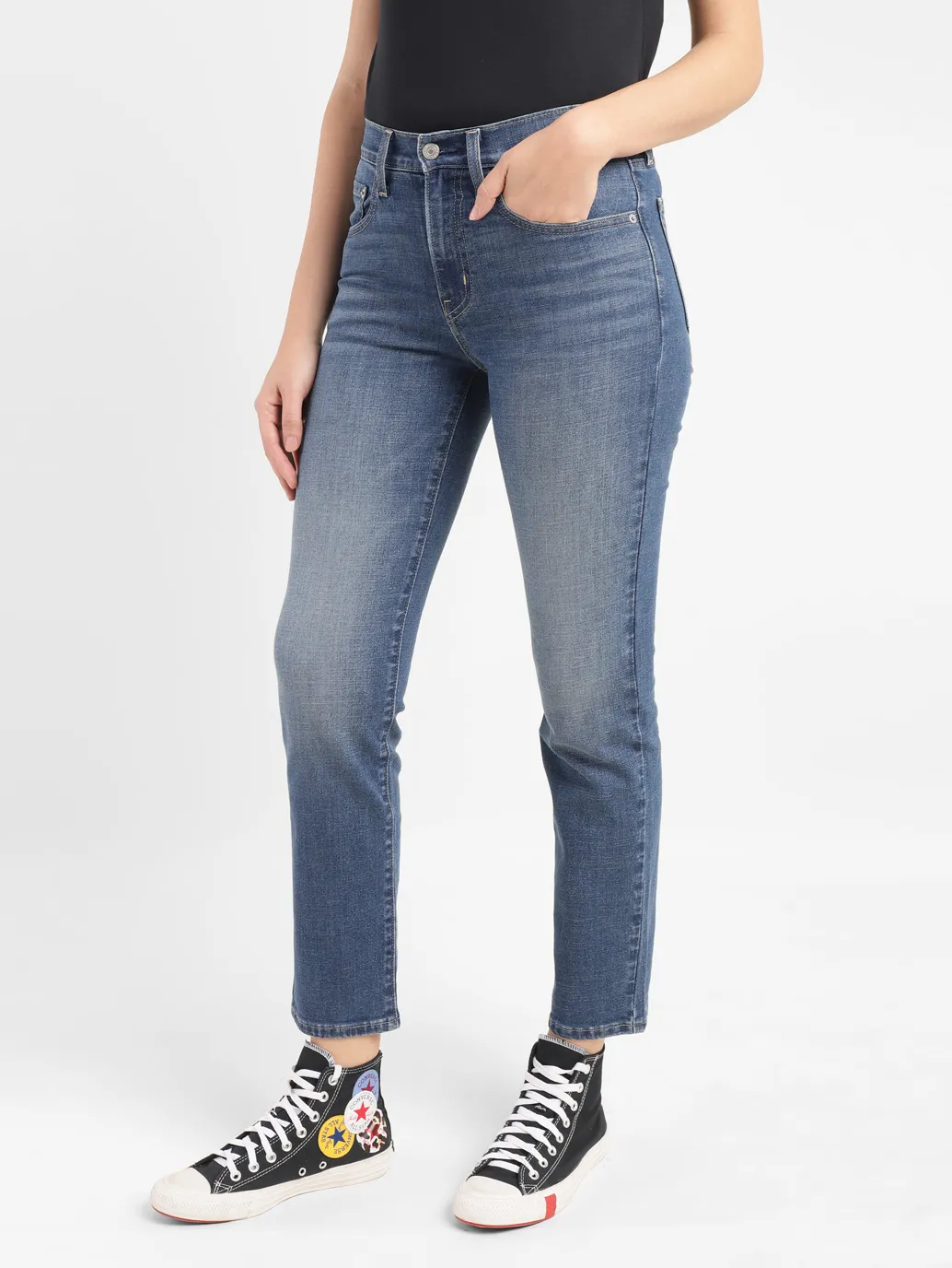 Women's 724 Blue Slim Straight Fit High Rise Jeans - Image 5