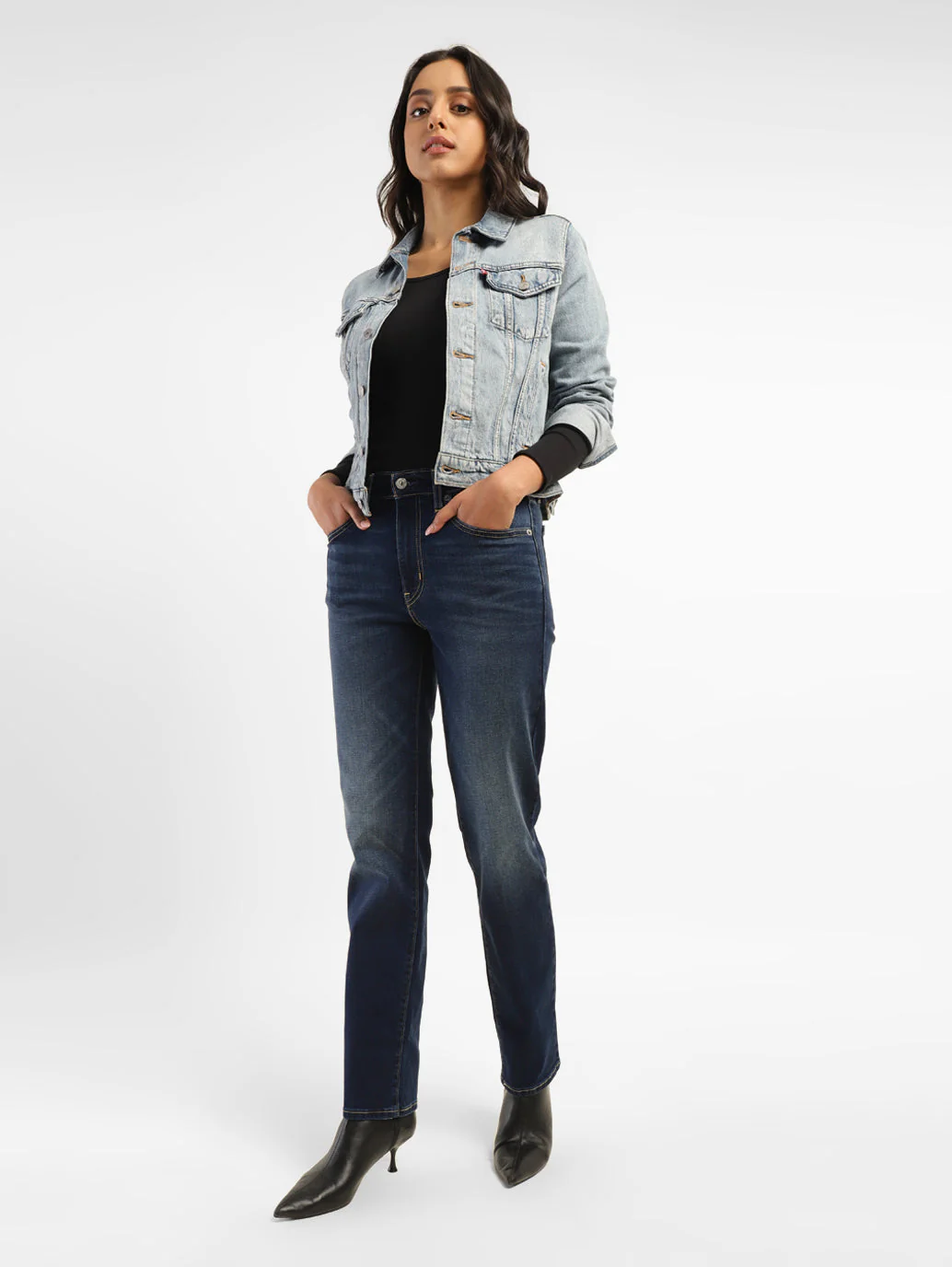 Women's 724 Blue Slim Straight Fit High Rise Jeans