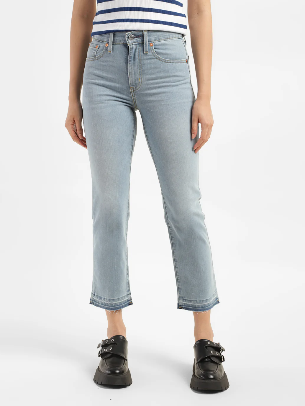 Women's 724 Blue Slim Straight Fit High Rise Jeans - Image 8