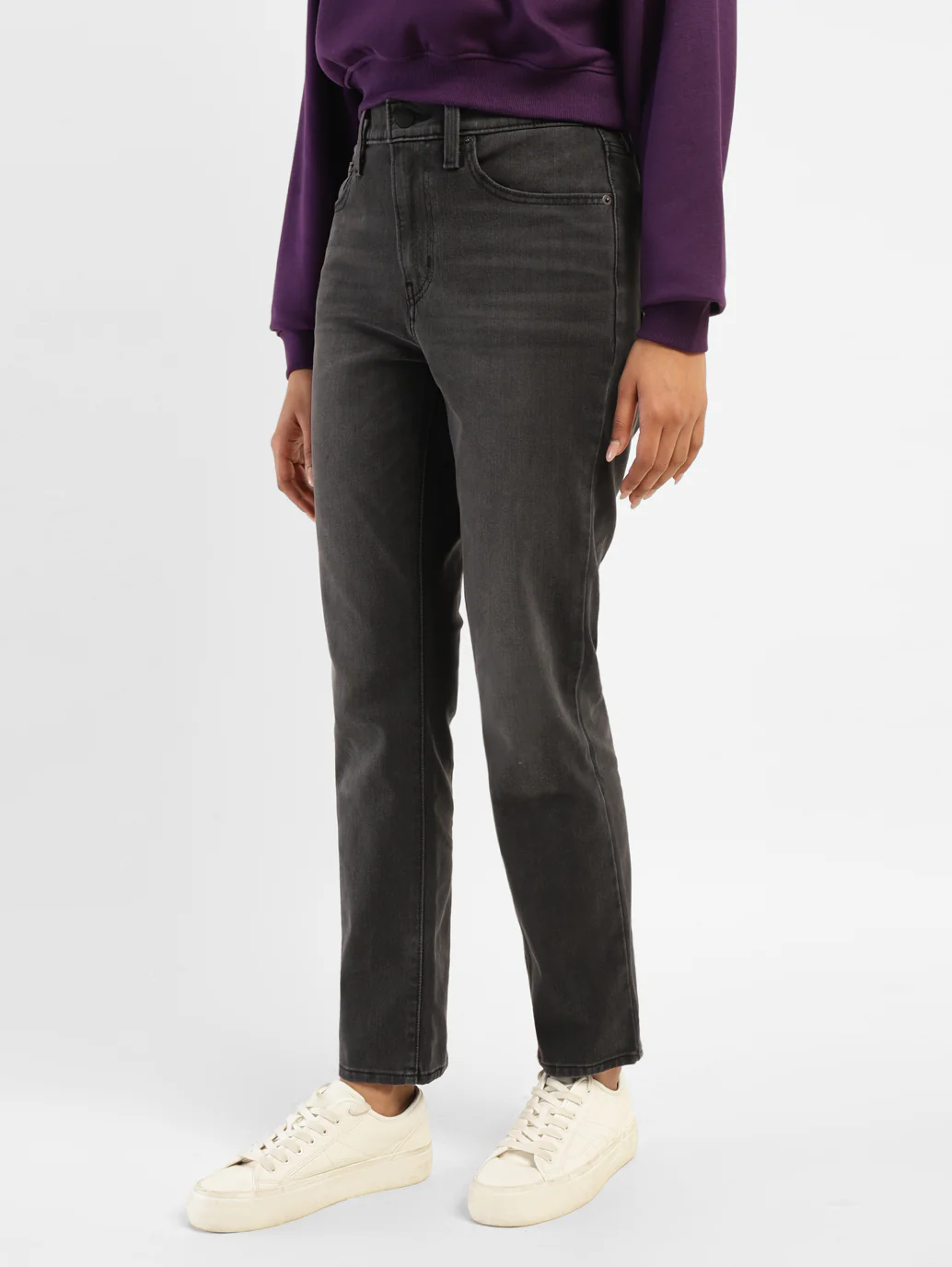 Women's 724 Grey Slim Straight Fit High Rise Jeans - Image 5