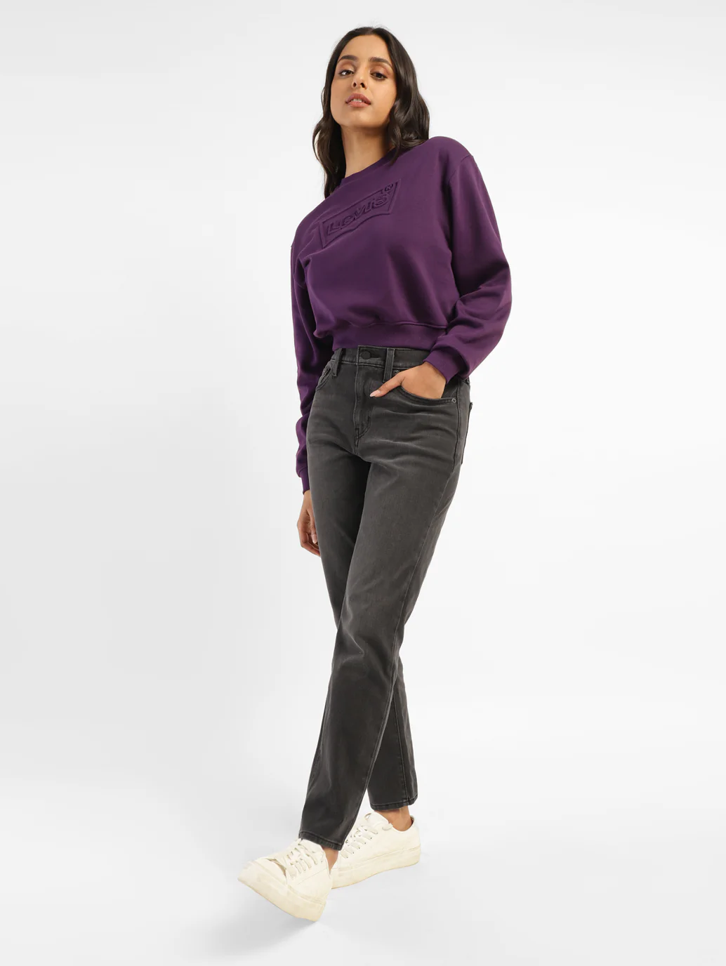 Women's 724 Grey Slim Straight Fit High Rise Jeans - Image 8