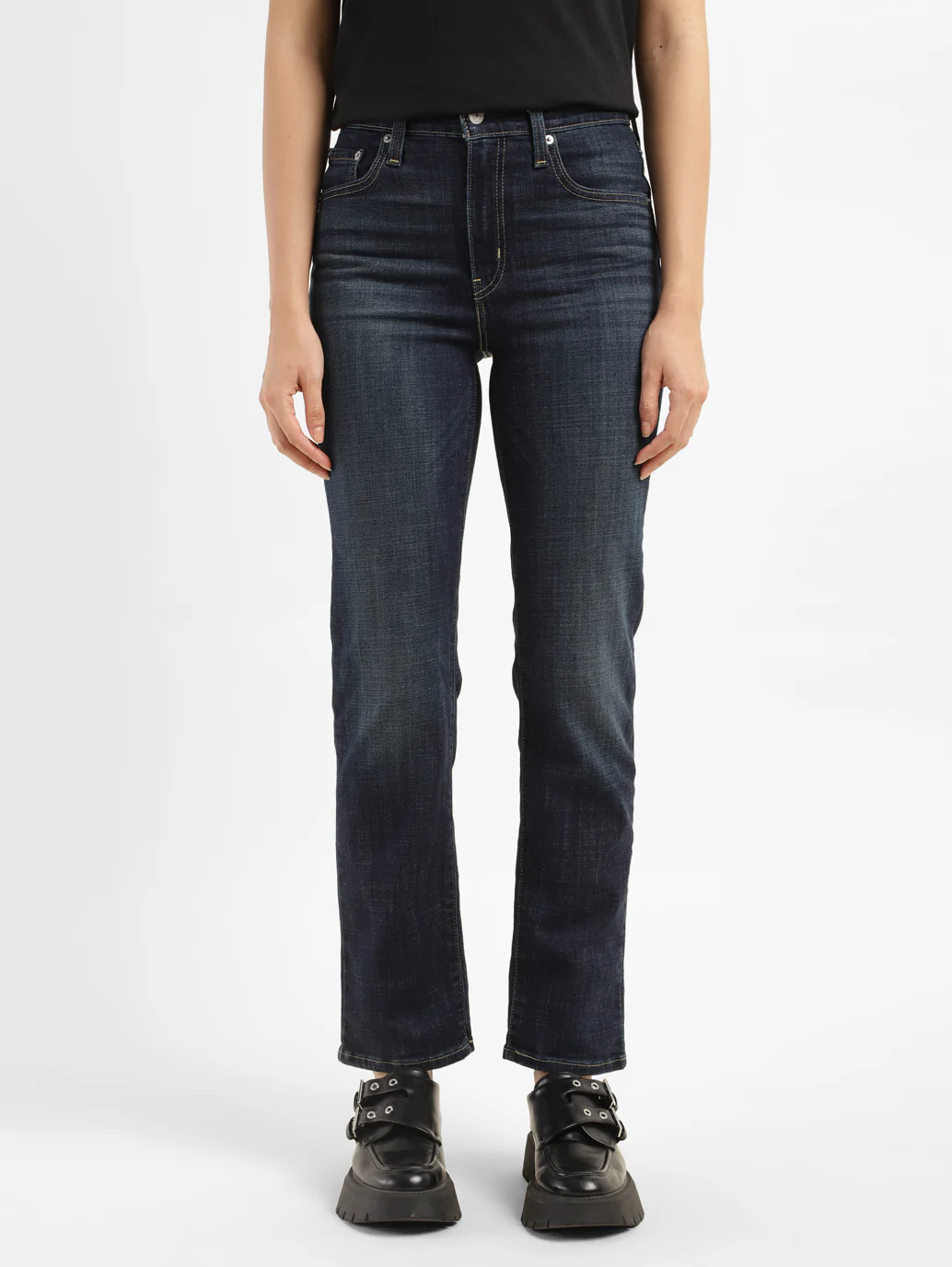 Women's 724 Blue Slim Straight Fit High Rise Jeans - Image 8