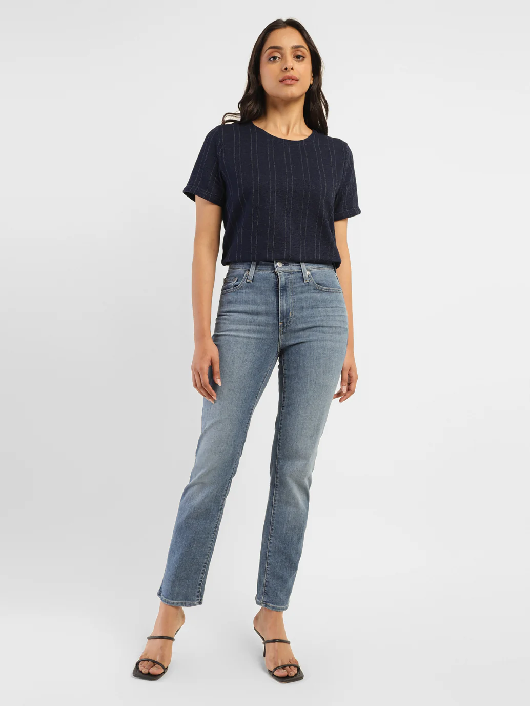 Women's 724 Blue Slim Straight Fit High Rise Jeans - Image 11