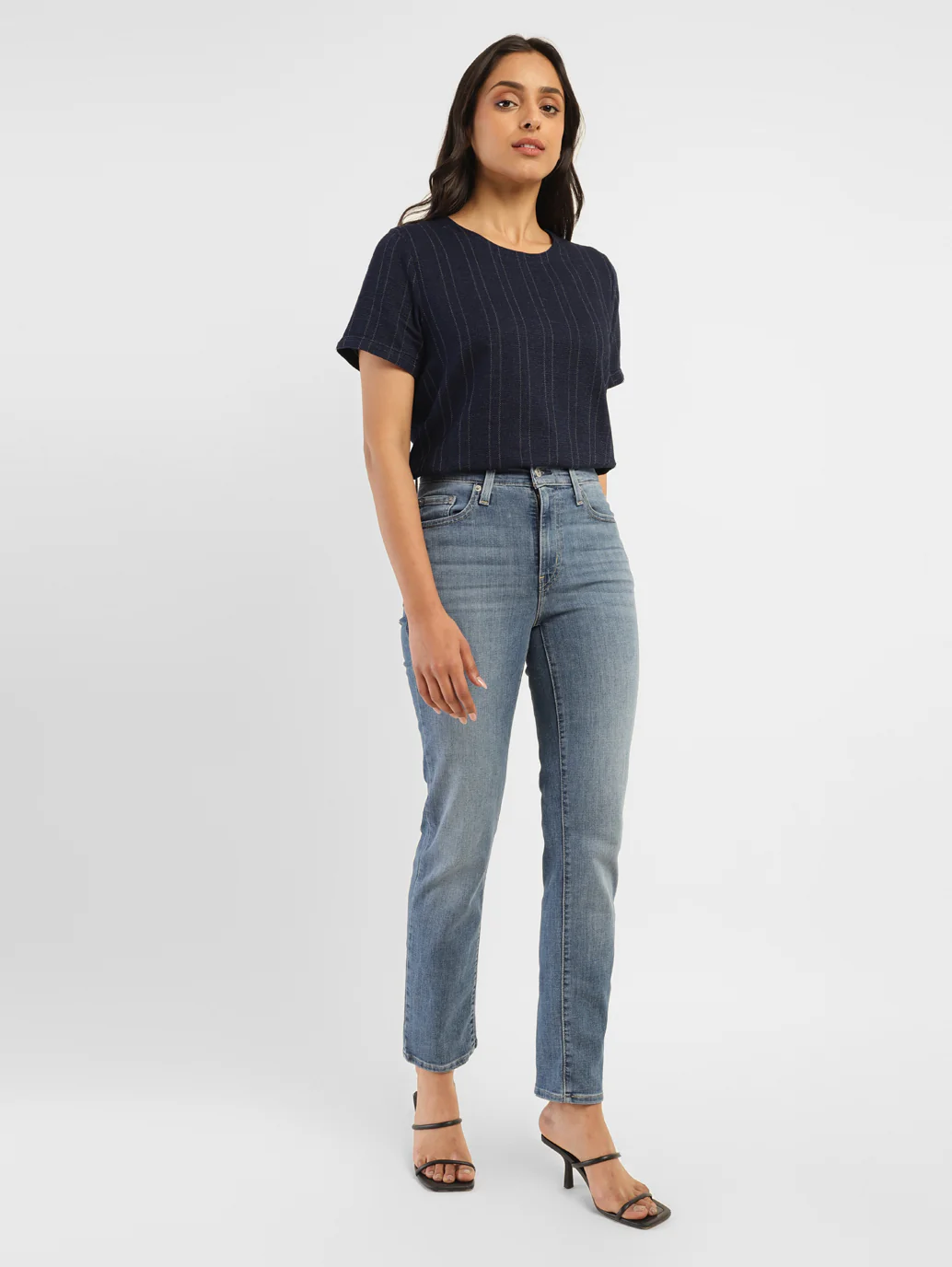 Women's 724 Blue Slim Straight Fit High Rise Jeans - Image 8