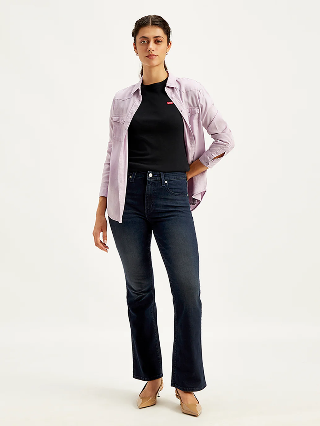 Women's 725 Navy Blue Bootcut Fit High Rise Jeans