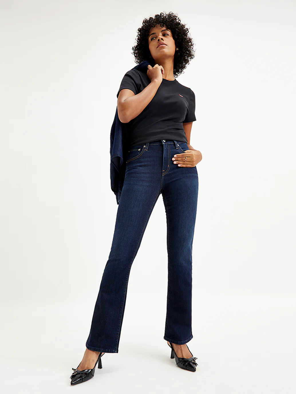 Women's 725 Navy Blue Bootcut Fit High Rise Jeans