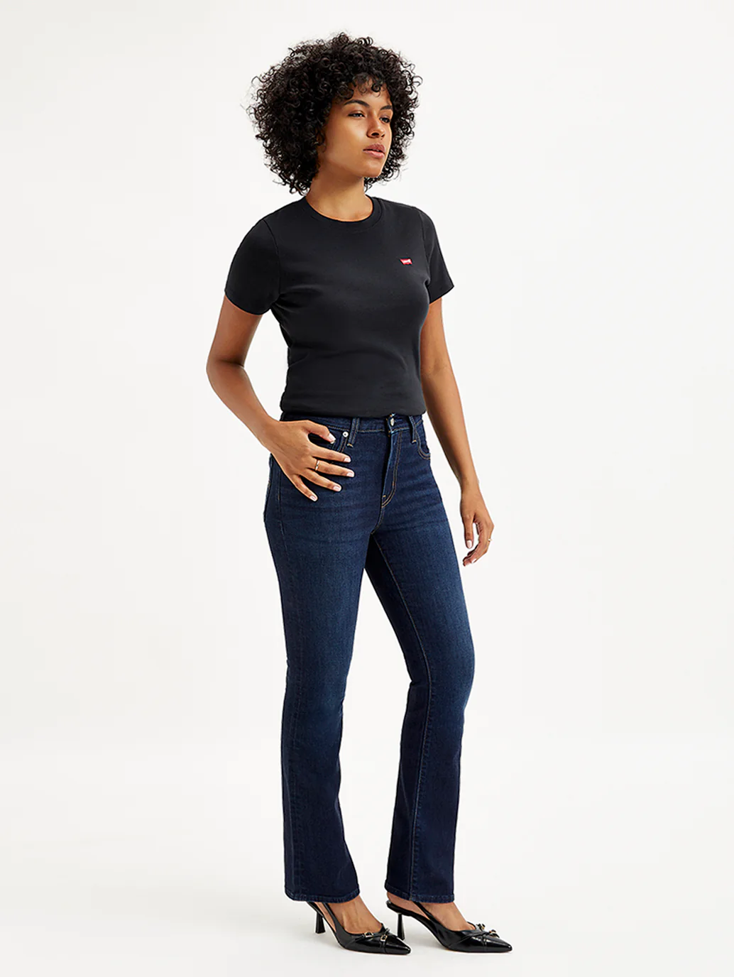 Women's 725 Navy Blue Bootcut Fit High Rise Jeans - Image 6