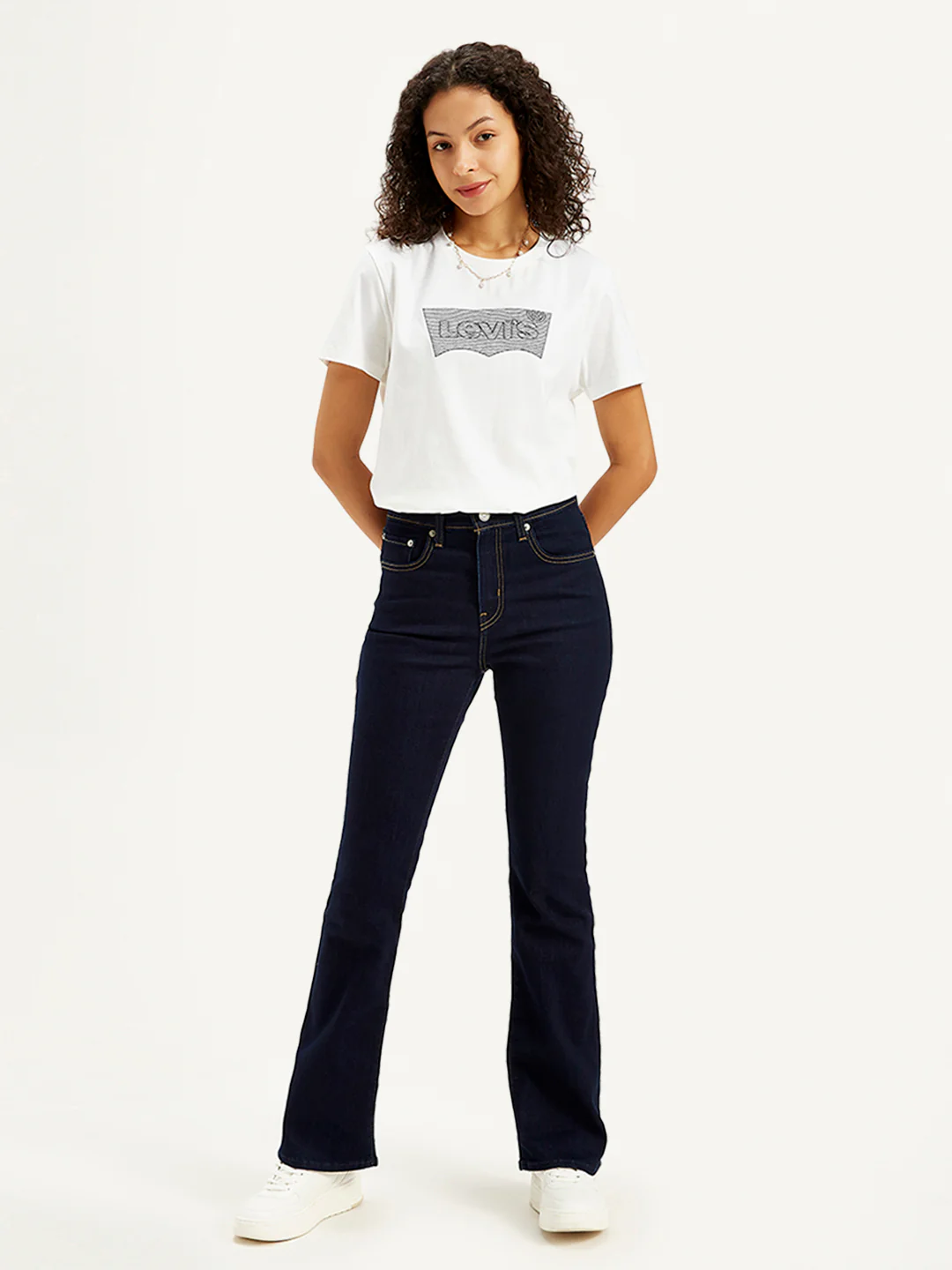 Women's 725 Navy Blue Bootcut Fit High Rise Jeans