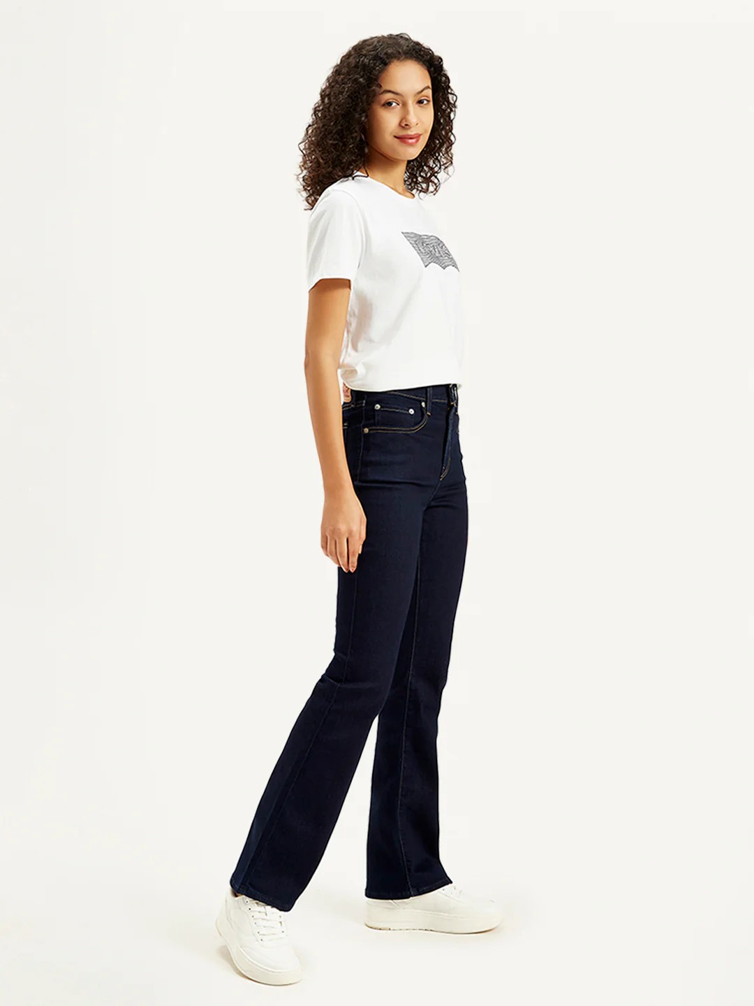 Women's 725 Navy Blue Bootcut Fit High Rise Jeans - Image 6