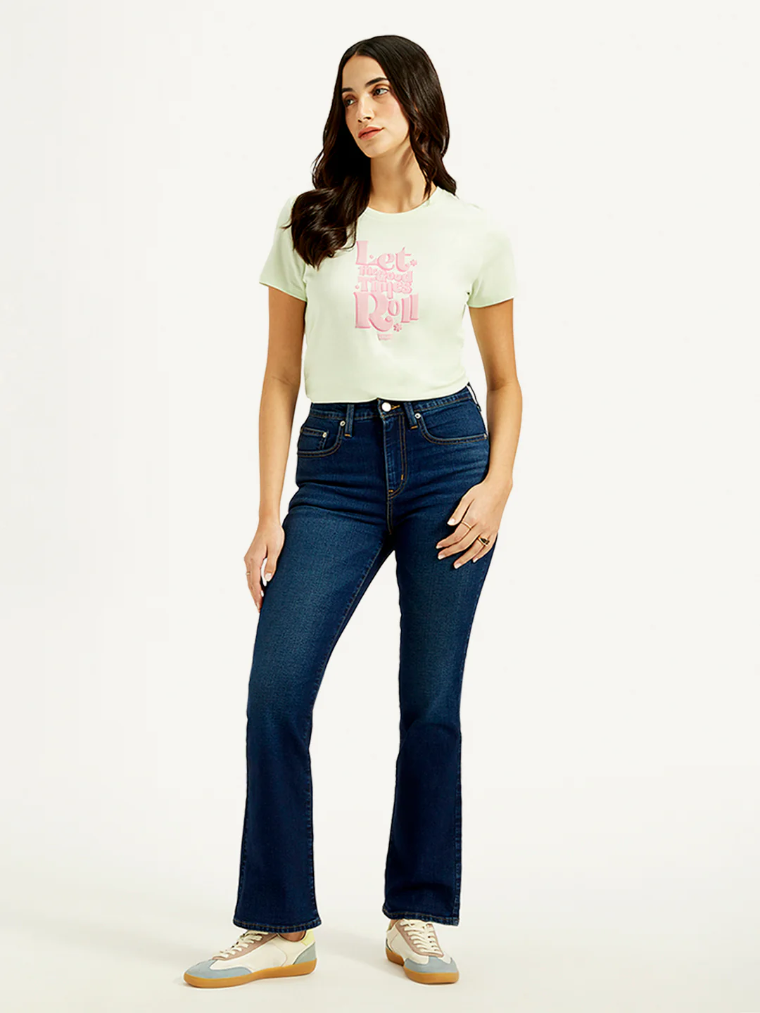 Women's 725 Navy Blue Bootcut Fit High Rise Jeans
