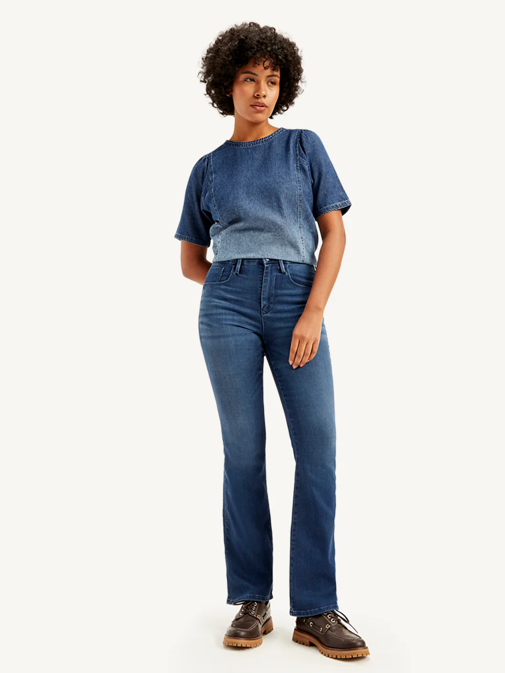 Women's Redloop 725 Navy Blue Bootcut Fit High Rise Jeans