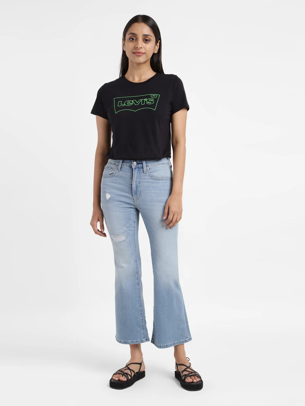 Women's 726 Blue Flared Fit High Rise Jeans