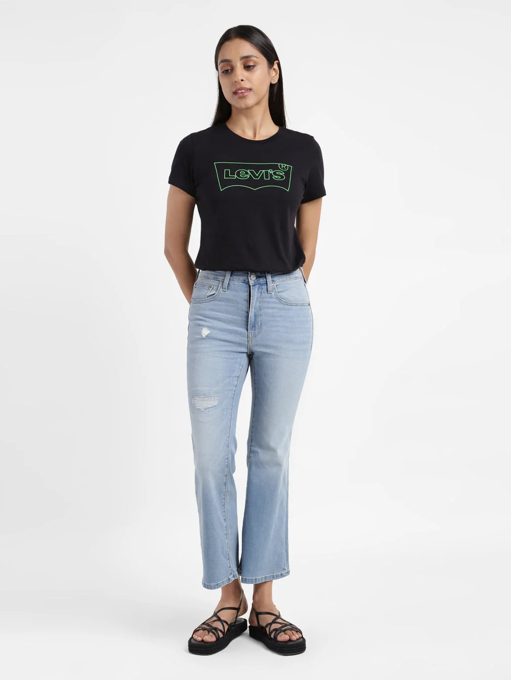 Women's 726 Blue Flared Fit High Rise Jeans - Image 8
