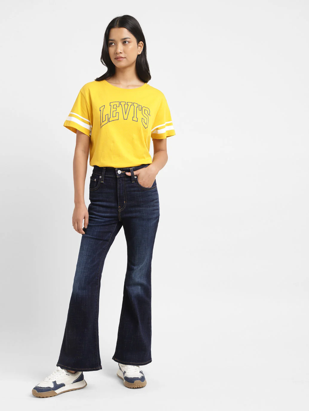 Women's 726 Blue Flared Fit High Rise Jeans - Image 2