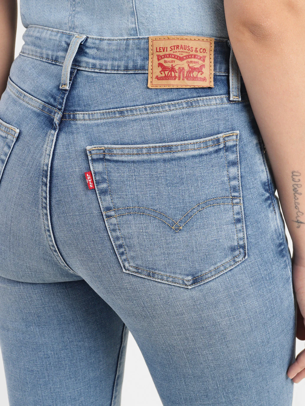 Women's 726 Blue Flared Fit High Rise Jeans - Image 6