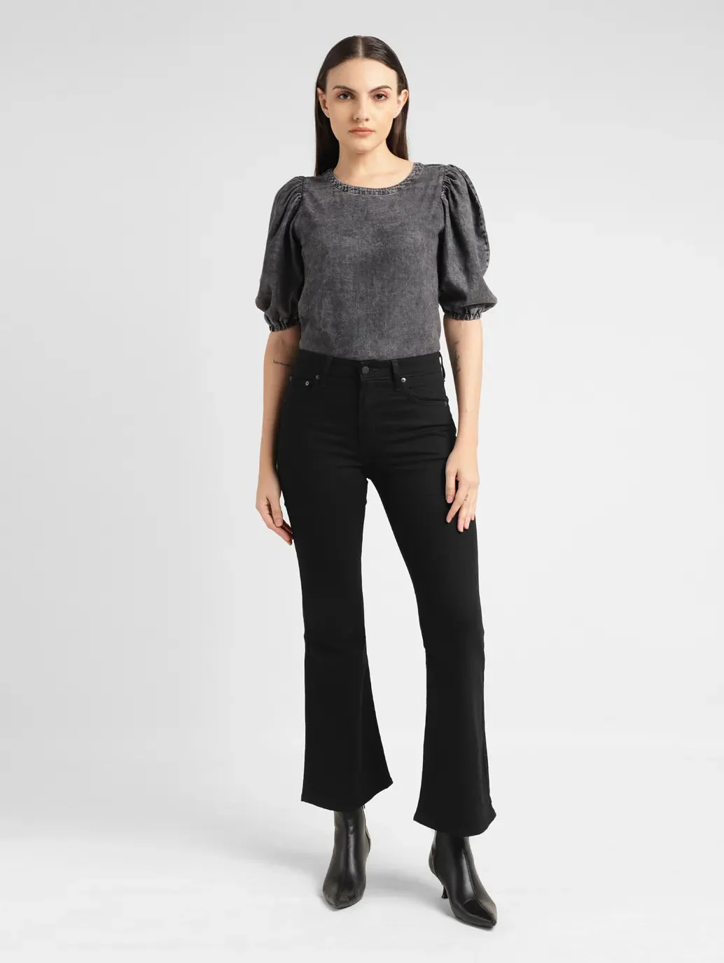 Women's 726 Black Flared Fit High Rise Jeans