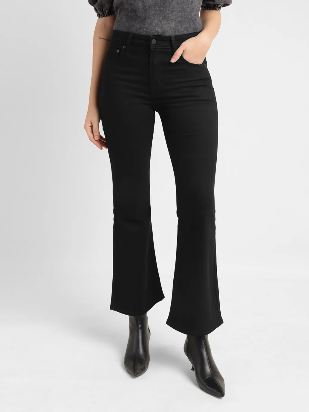 Women's 726 Black Flared Fit High Rise Jeans - Image 2