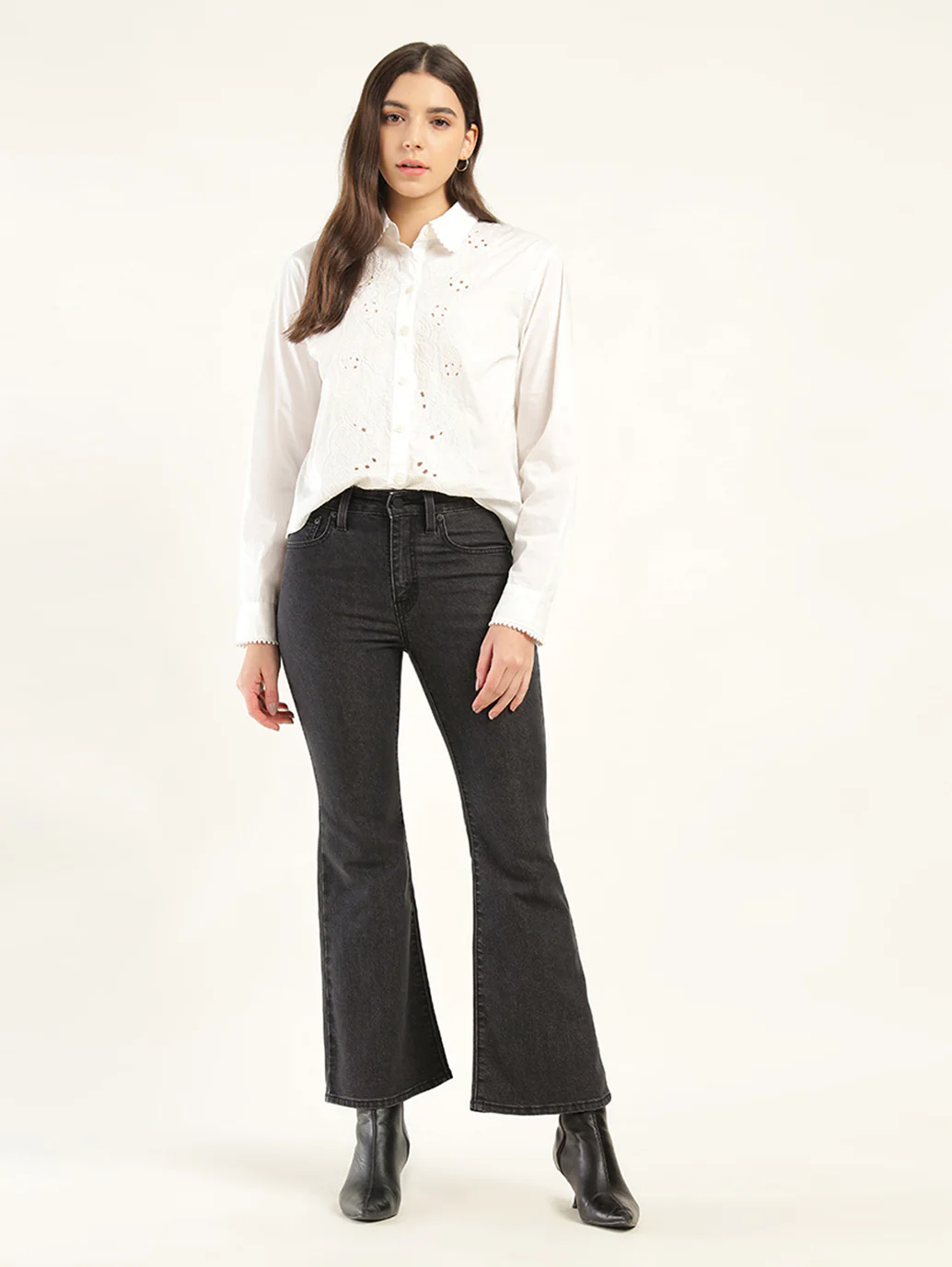 Women's 726 Black Flared Fit High Rise Jeans - Image 2