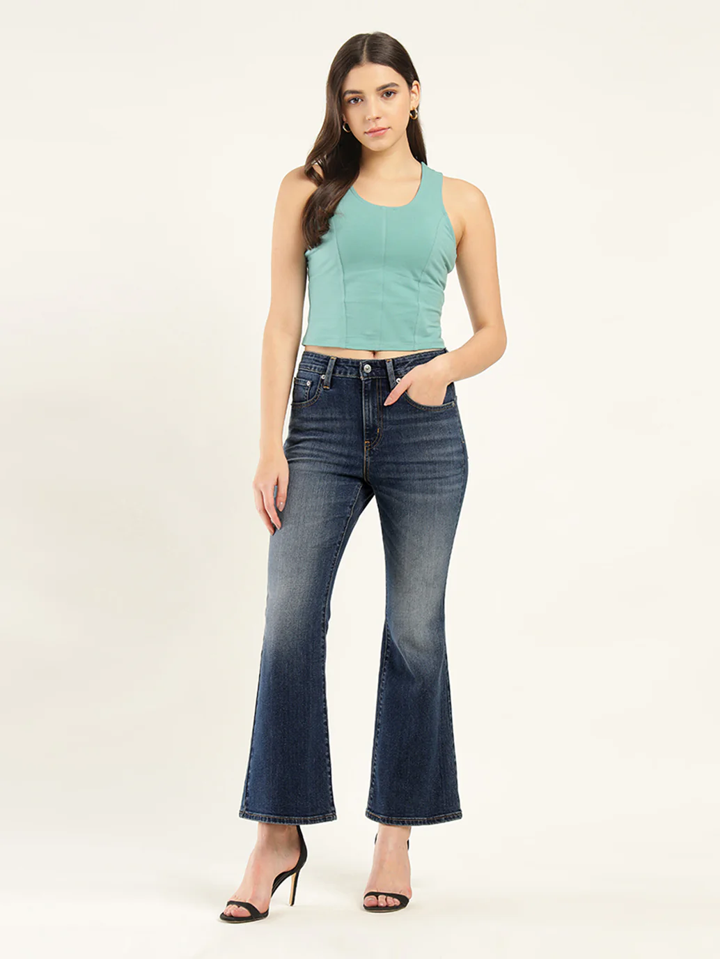 Women's 726 Blue Flared Fit High Rise Jeans - Image 2