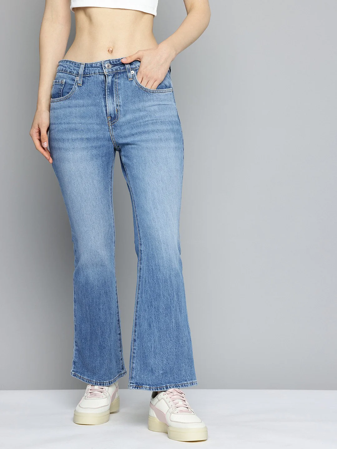 Women's 726 Blue Flared Fit High Rise Jeans - Image 3