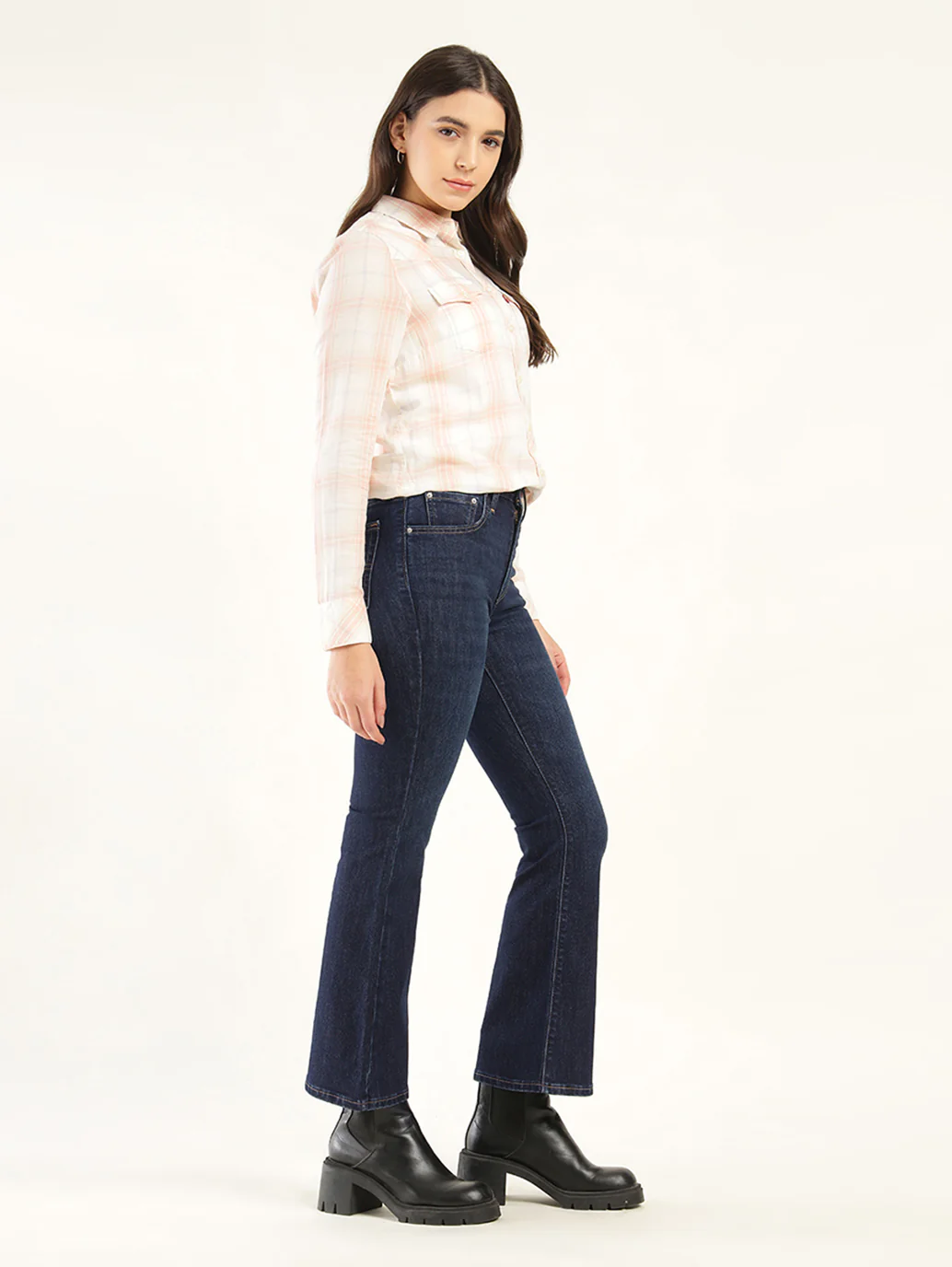 Women's 726 Blue Flared Fit High Rise Jeans - Image 6