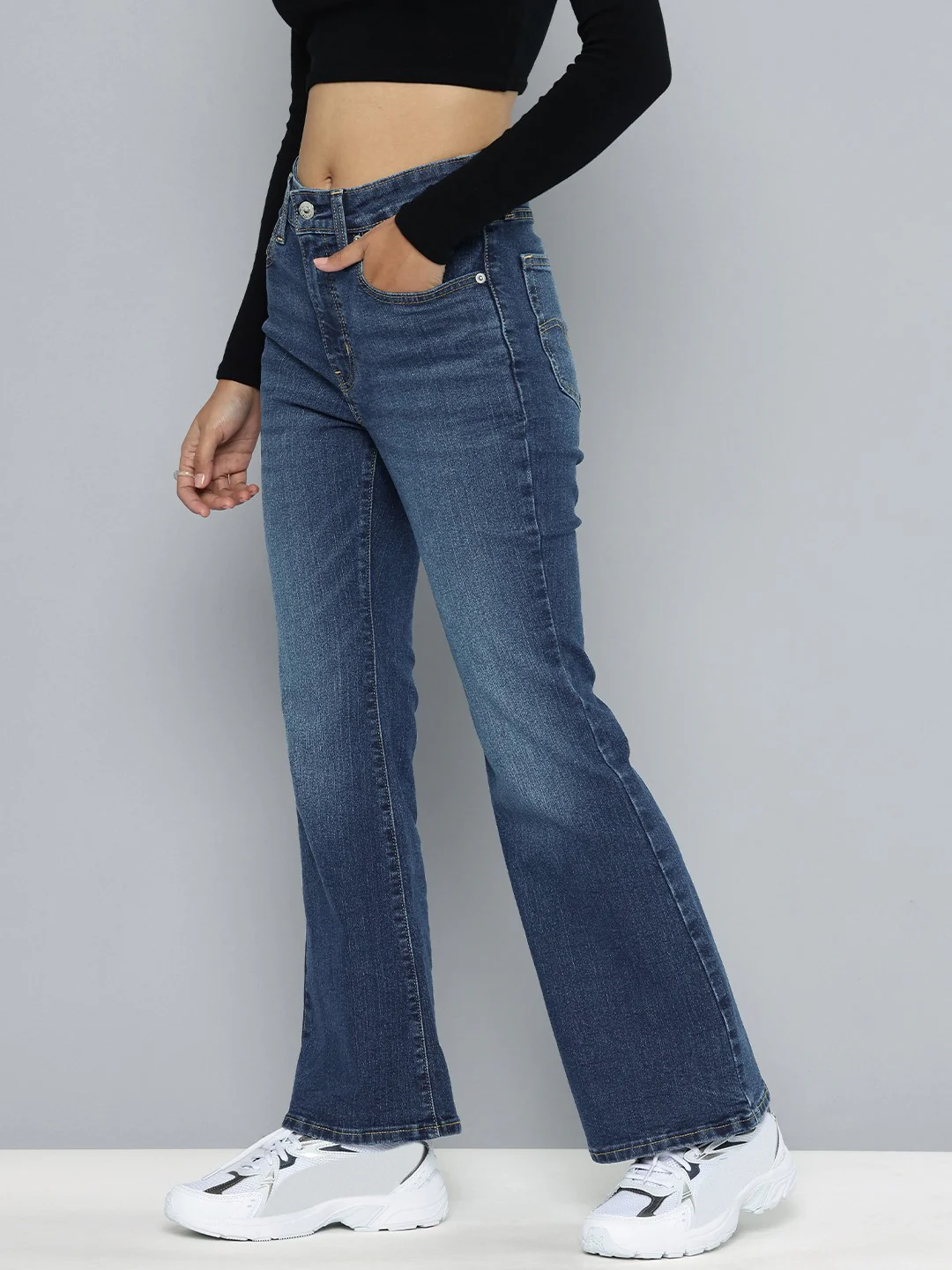 Women's 726 Blue Flared Fit High Rise Jeans - Image 3