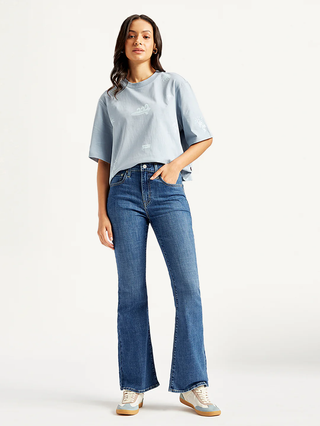 Women's 726 Blue Flared Fit High Rise Jeans