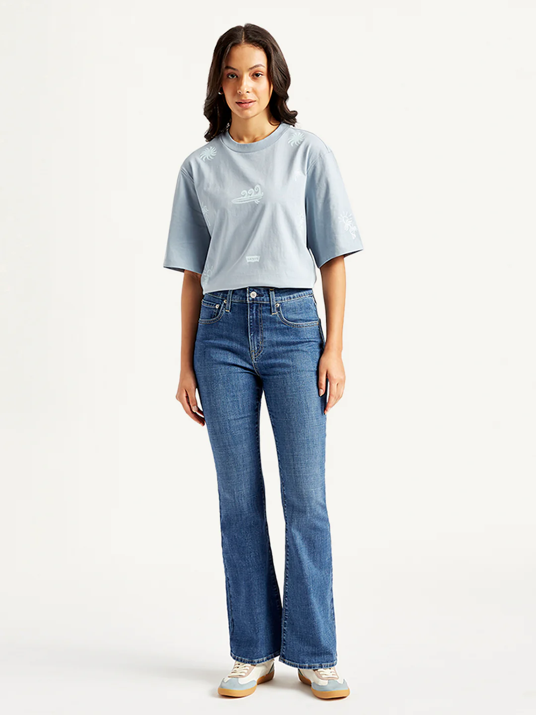Women's 726 Blue Flared Fit High Rise Jeans - Image 2