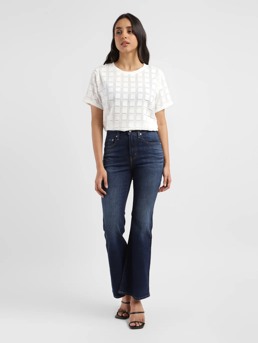 Women's 726 Blue Flared Fit Mid Rise Jeans - Image 10