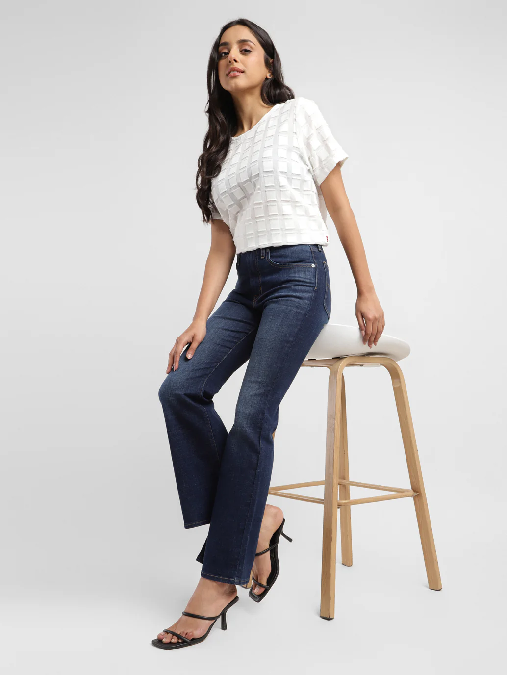 Women's 726 Blue Flared Fit Mid Rise Jeans - Image 11