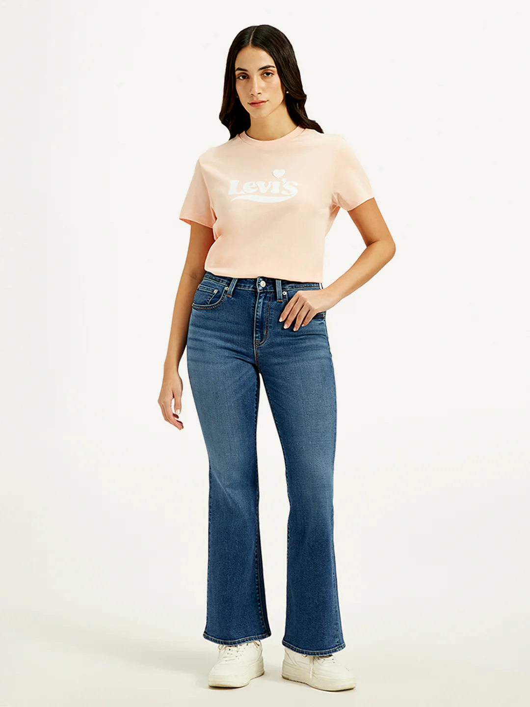 Women's 726 Blue Flared Fit High Rise Jeans - Image 2