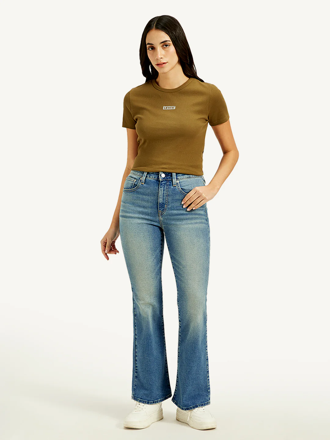 Women's 726 Blue Flared Fit High Rise Jeans - Image 2