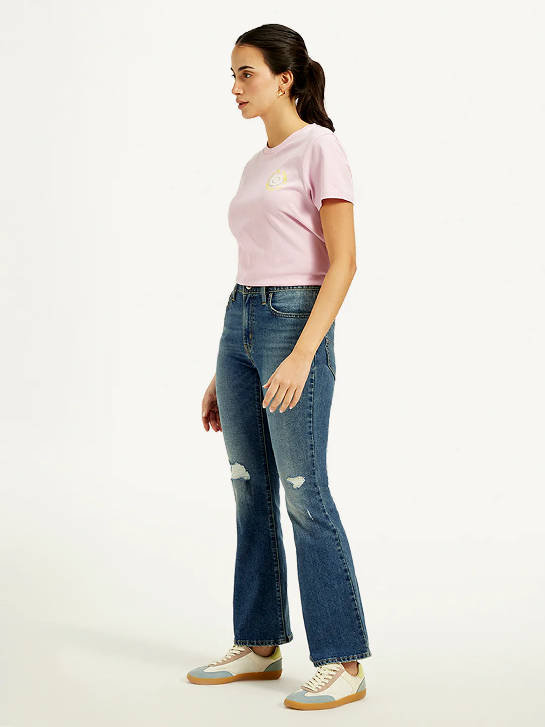Women's 726 Blue Flared Fit High Rise Jeans - Image 5