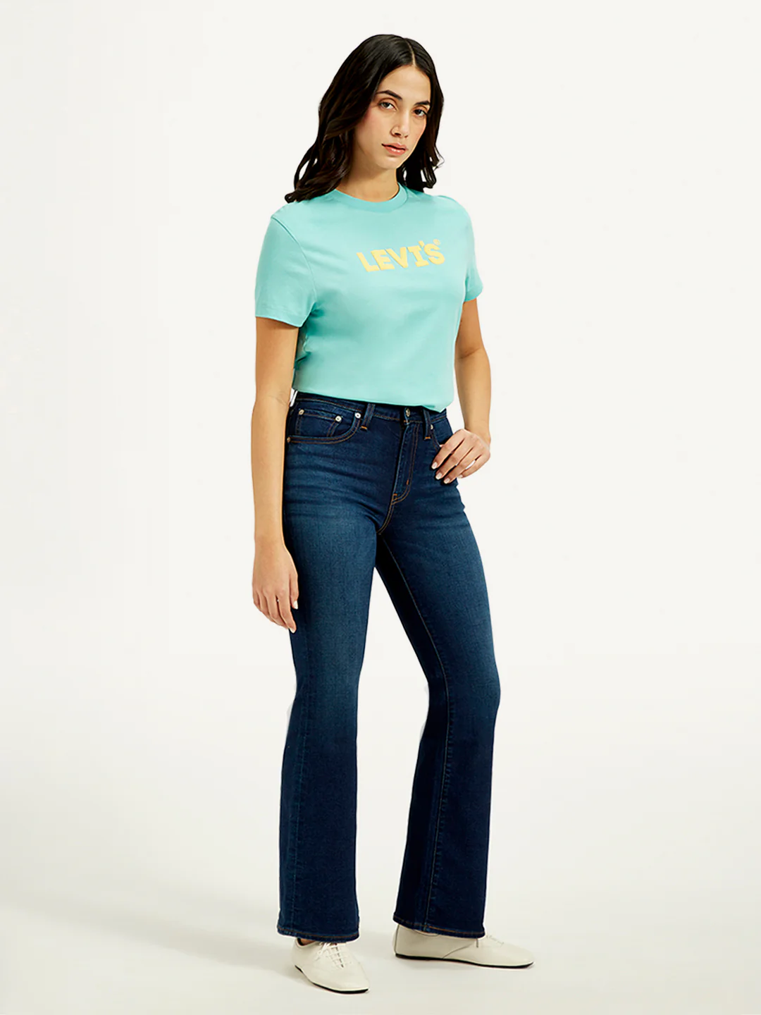 Women's 726 Navy Blue Flared Fit High Rise Jeans - Image 5