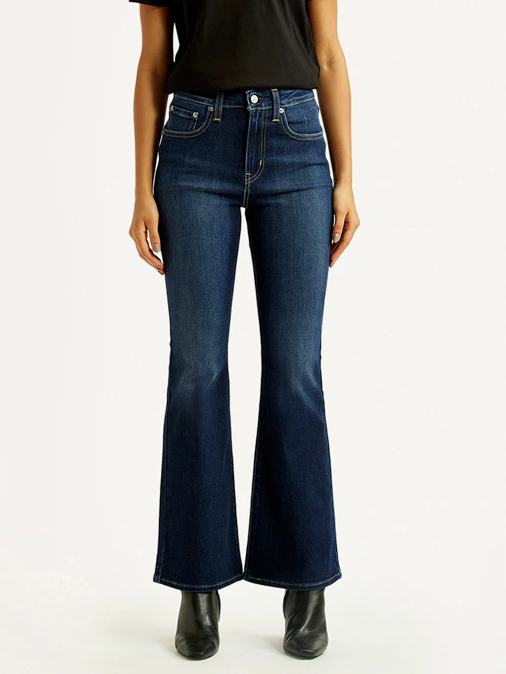 Women's 726 Navy Blue Flared Fit High Rise Jeans - Image 2