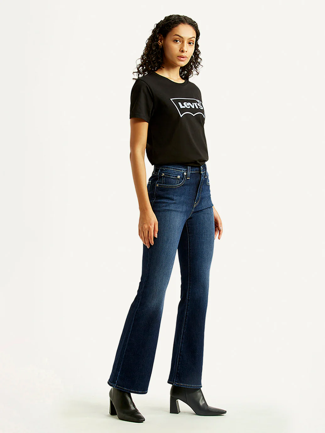 Women's 726 Navy Blue Flared Fit High Rise Jeans - Image 6