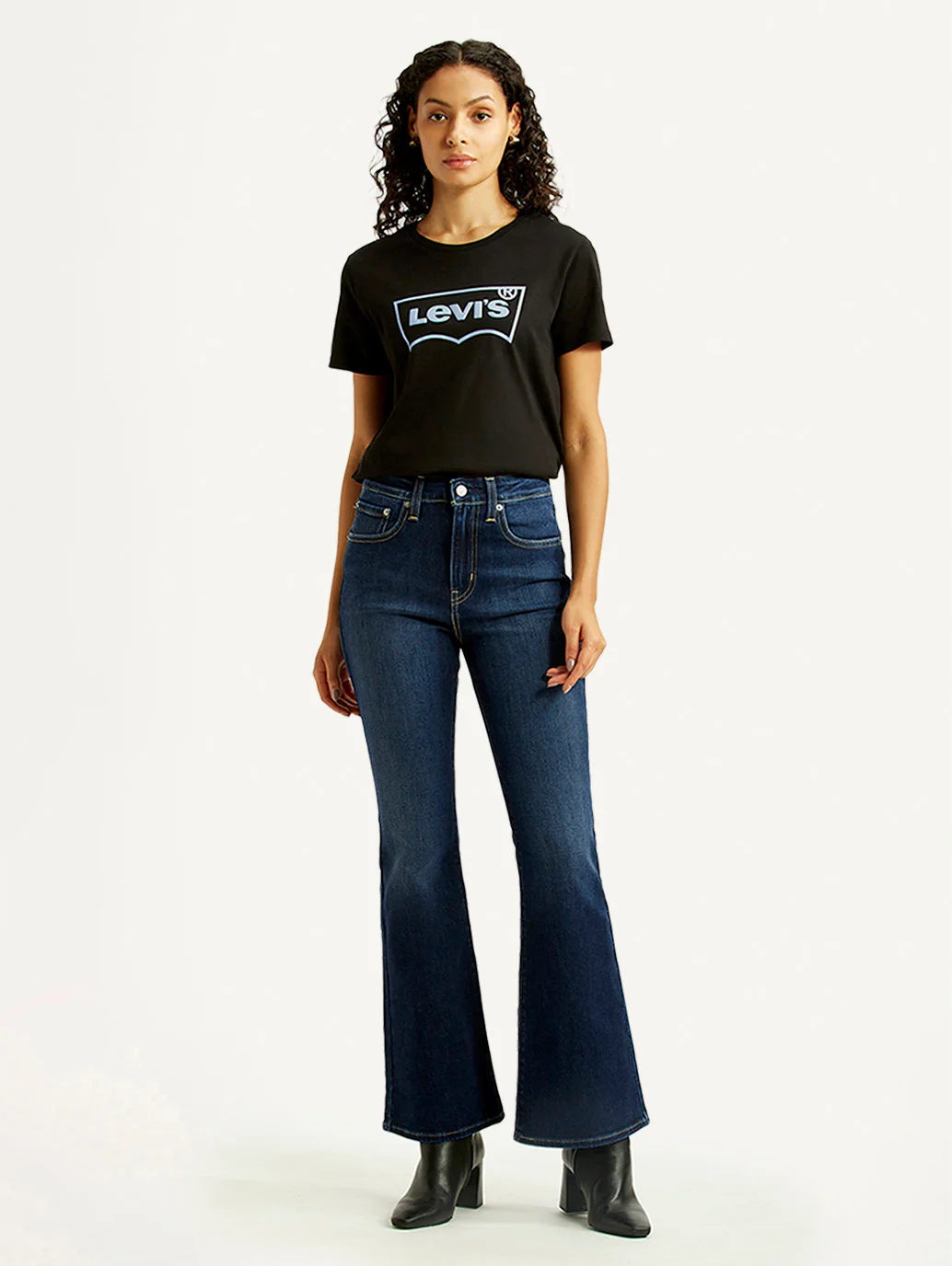 Women's 726 Navy Blue Flared Fit High Rise Jeans - Image 7
