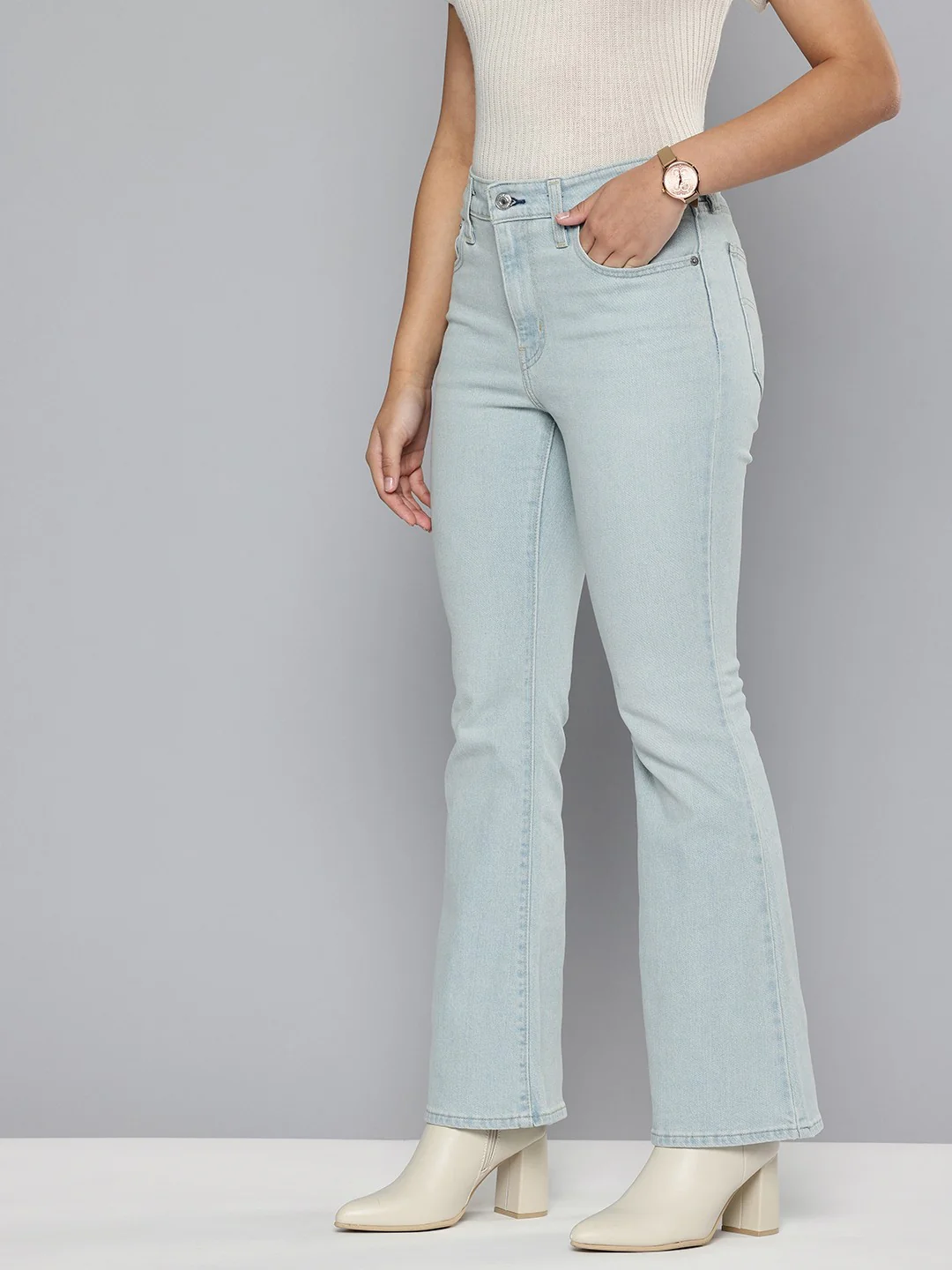 Women's 726 Blue Flared Fit High Rise Jeans - Image 3