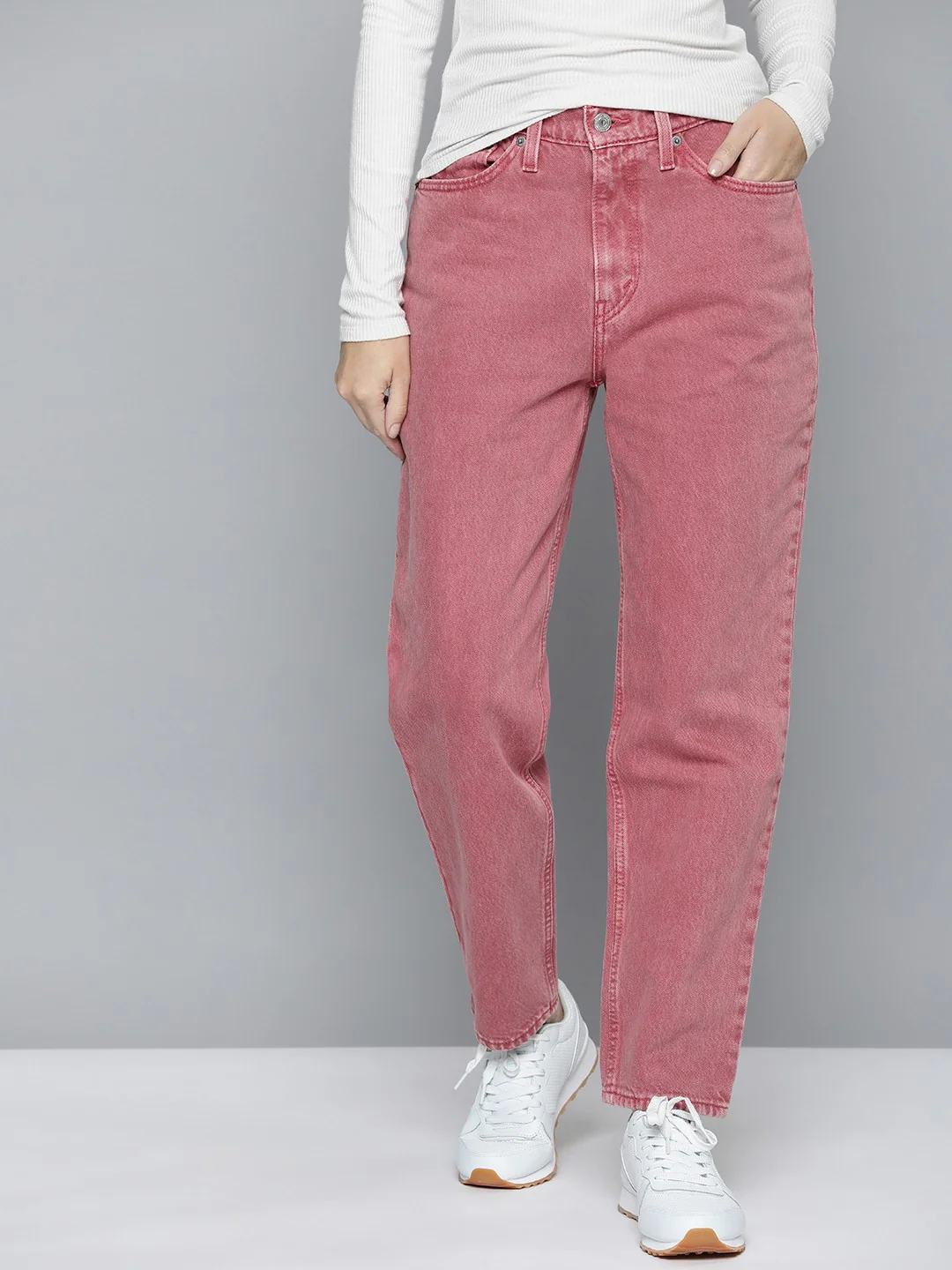 Women's 80s Mom Pink Loose Fit High Rise Jeans